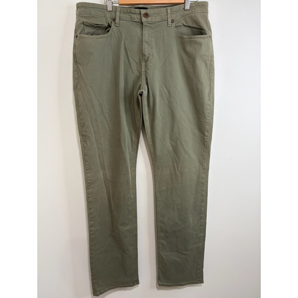 Paige Normandie Mens Olive Green Straight Leg Twill Pants‎ Size 38 Made in USA